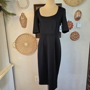 NWT Alexia Admore Black Pencil Cocktail Work Date Night Midi Sheath Dress
